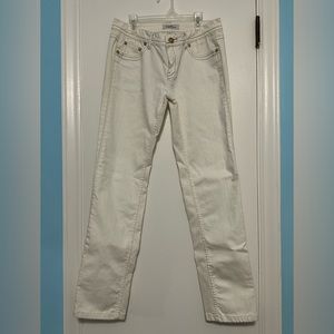 Woman’s white jeans Size 11 with a gold design.
